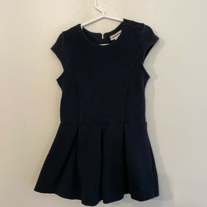 Catimini navy blue pleated cap sleeve dress with mini stripe textured pattern 5